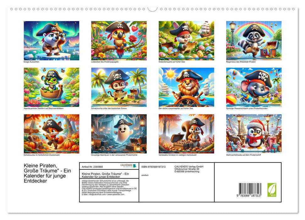 Kleine Piraten, Große Träume" - Ein Kalender für junge Entdecker (CALVENDO Premium Wandkalender 2027)