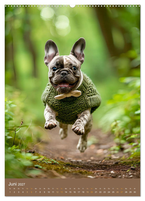 Frenchie Couture - Französische Bulldoggen in Strick-Chic (CALVENDO Premium Wandkalender 2027)