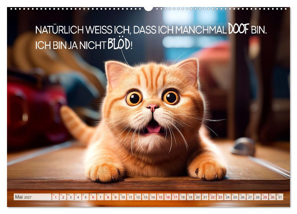 Süße Katzen und coole Sprüche (CALVENDO Premium Wandkalender 2027)