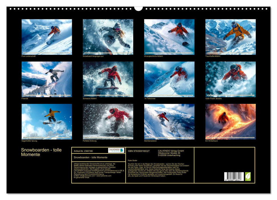 Snowboarden - tolle Momente (CALVENDO Wandkalender 2027)