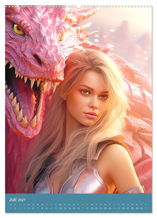 Drachenfrauen - Fantasiebilder (CALVENDO Premium Wandkalender 2027)
