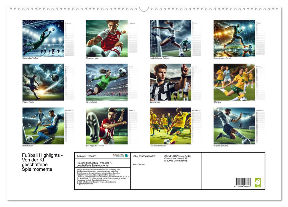 Fußball Highlights - Von der KI geschaffene Spielmomente (CALVENDO Wandkalender 2027)