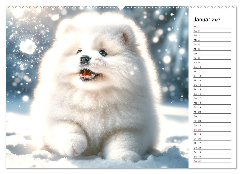 Hundewelpen zum Verlieben - KI Illustrationen (CALVENDO Wandkalender 2027)