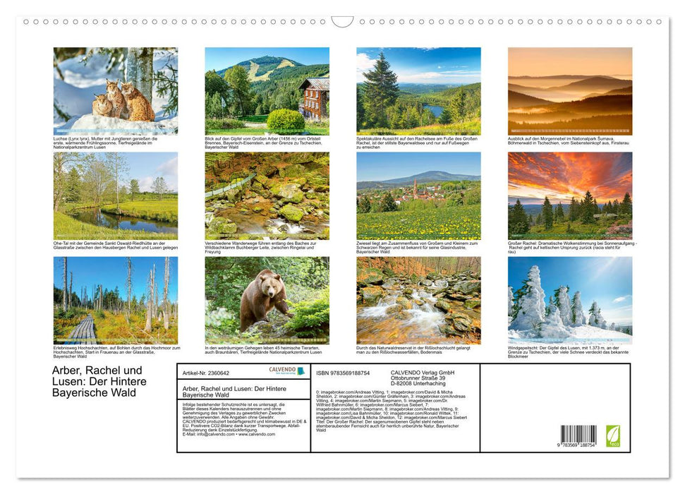 Arber, Rachel und Lusen: Der Hintere Bayerische Wald (CALVENDO Wandkalender 2027)