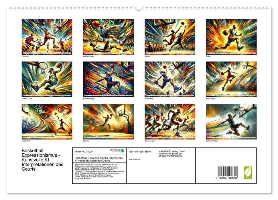 Basketball Expressionismus - Kunstvolle KI Interpretationen des Courts (CALVENDO Premium Wandkalender 2027)