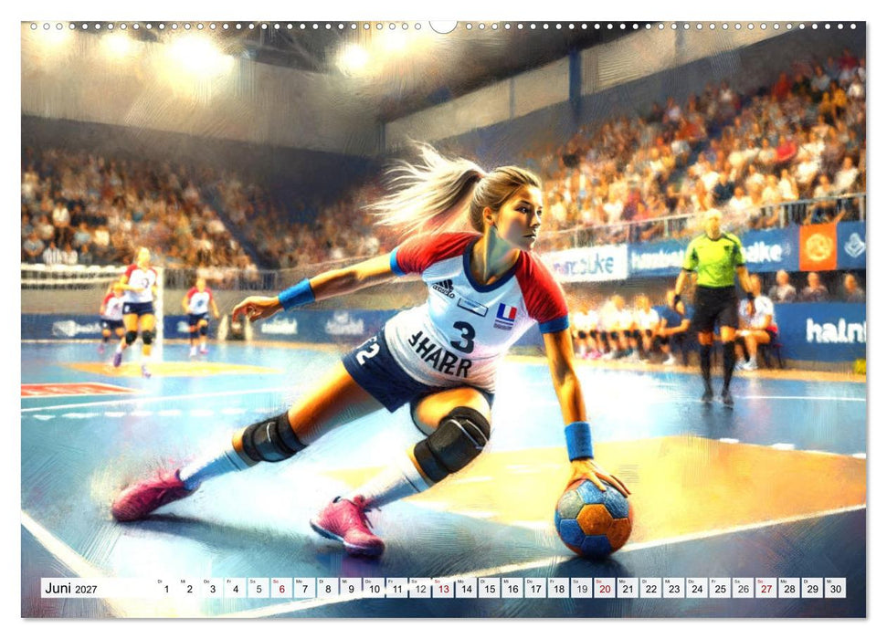 Handball Impressionismus, Künstlerische Handballaktionen im KI-Pinselstrich (CALVENDO Premium Wandkalender 2027)