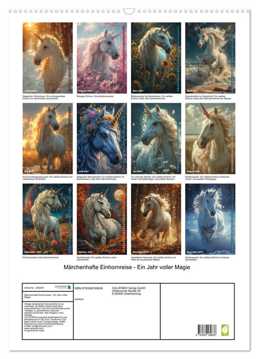 Märchenhafte Einhornreise - Ein Jahr voller Magie (CALVENDO Wandkalender 2027)