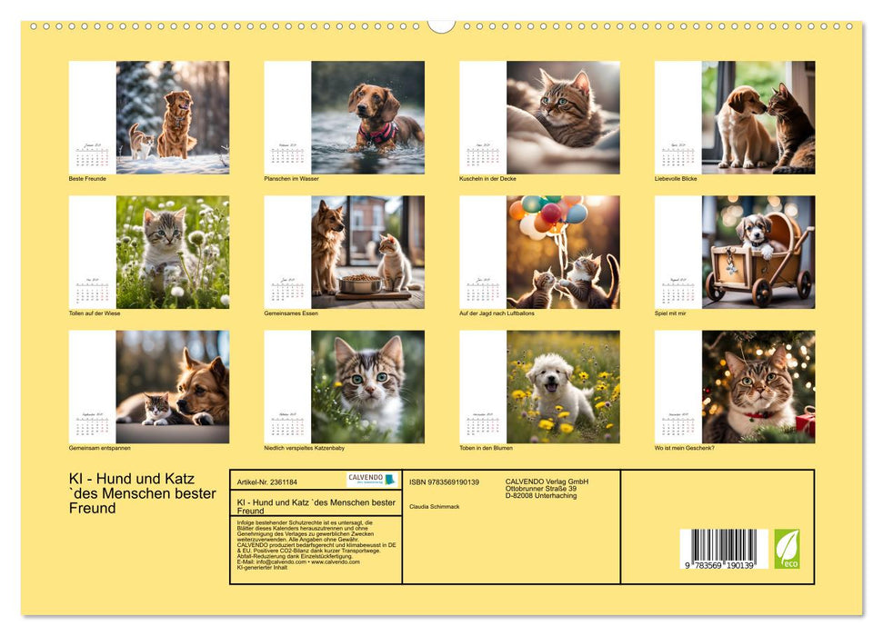 KI - Hund und Katz `des Menschen bester Freund (CALVENDO Premium Wandkalender 2027)