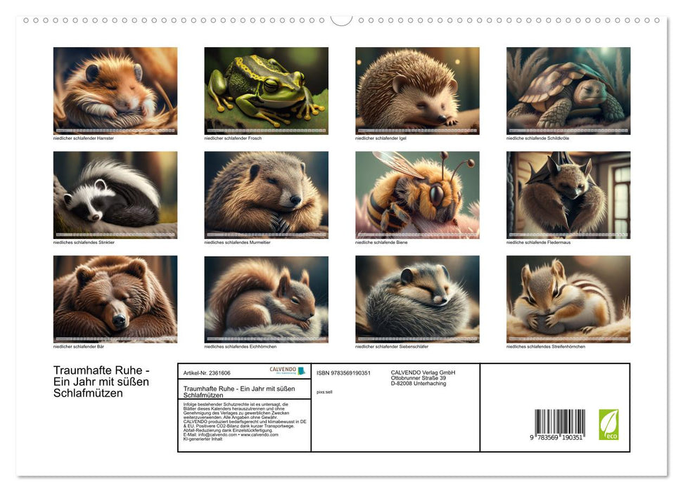 Traumhafte Ruhe - Ein Jahr mit süßen Schlafmützen (CALVENDO Premium Wandkalender 2027)