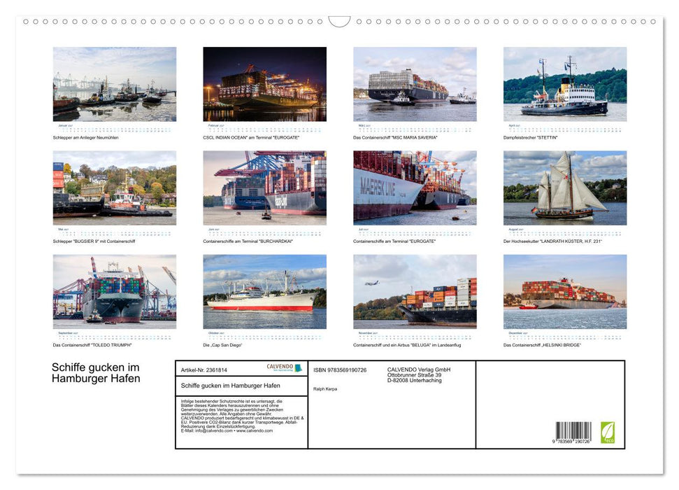 Schiffe gucken im Hamburger Hafen (CALVENDO Wandkalender 2027)