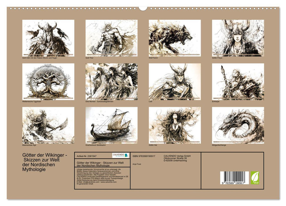 Götter der Wikinger - Skizzen zur Welt der Nordischen Mythologie (CALVENDO Premium Wandkalender 2027)