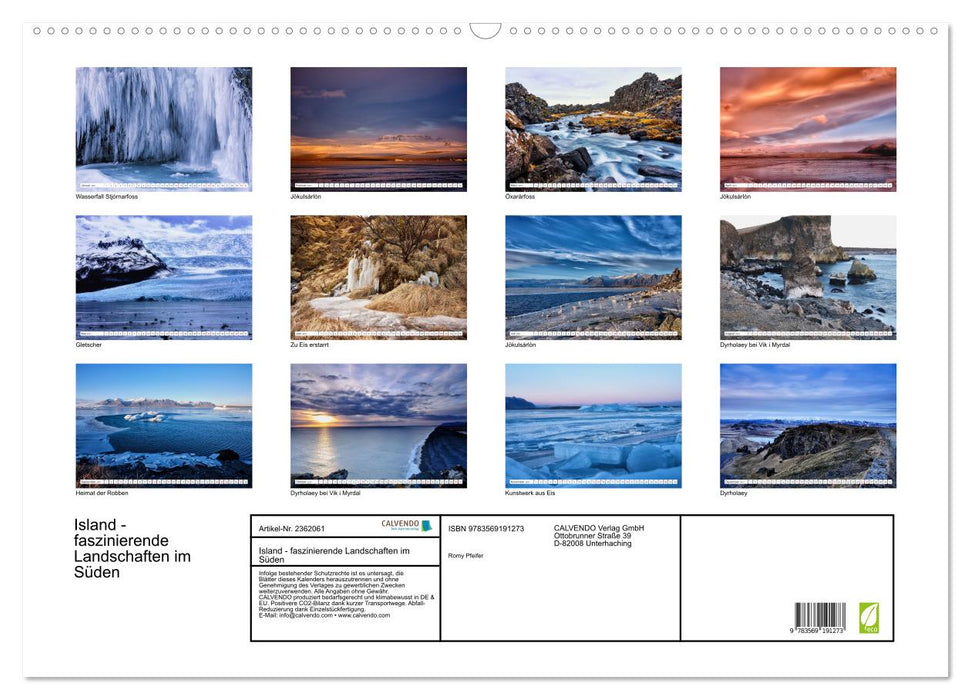 Island - faszinierende Landschaften im Süden (CALVENDO Wandkalender 2027)