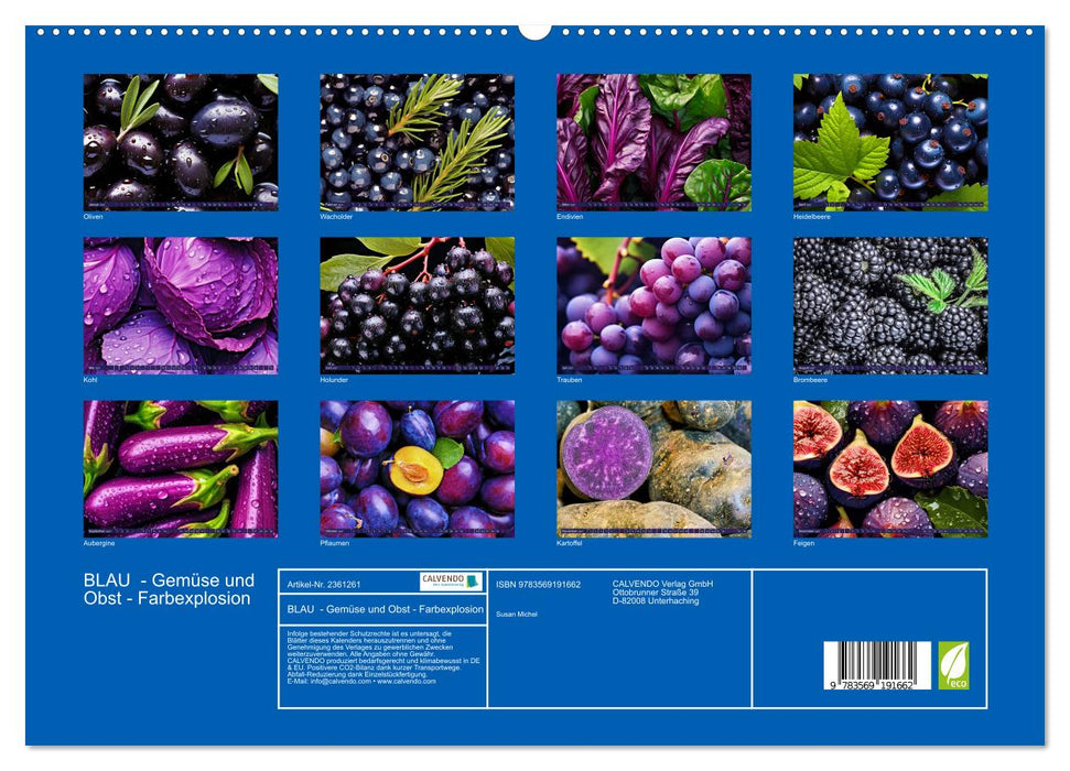 BLAU - Gemüse und Obst - Farbexplosion (CALVENDO Premium Wandkalender 2027)