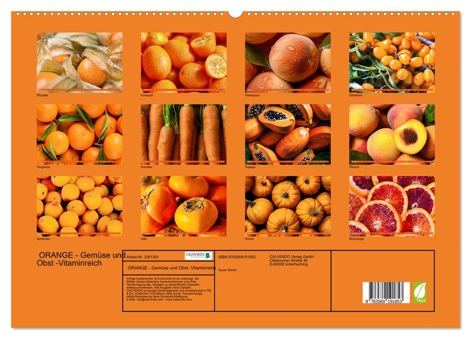 ORANGE - Gemüse und Obst -Vitaminreich (CALVENDO Premium Wandkalender 2027)