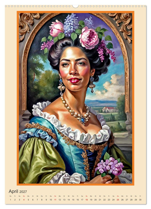 Porträtgalerie, Frauen in Barockkostümen (CALVENDO Premium Wandkalender 2027)