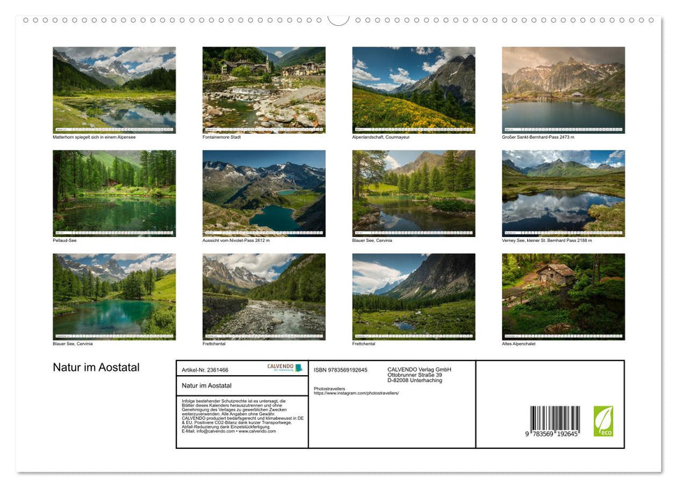 Natur im Aostatal (CALVENDO Premium Wandkalender 2027)