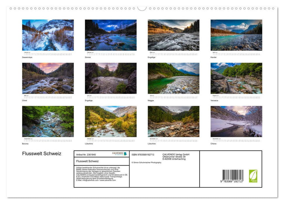 Flusswelt Schweiz (CALVENDO Premium Wandkalender 2027)