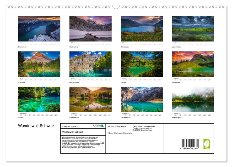 Wunderwelt Schweiz (CALVENDO Premium Wandkalender 2027)