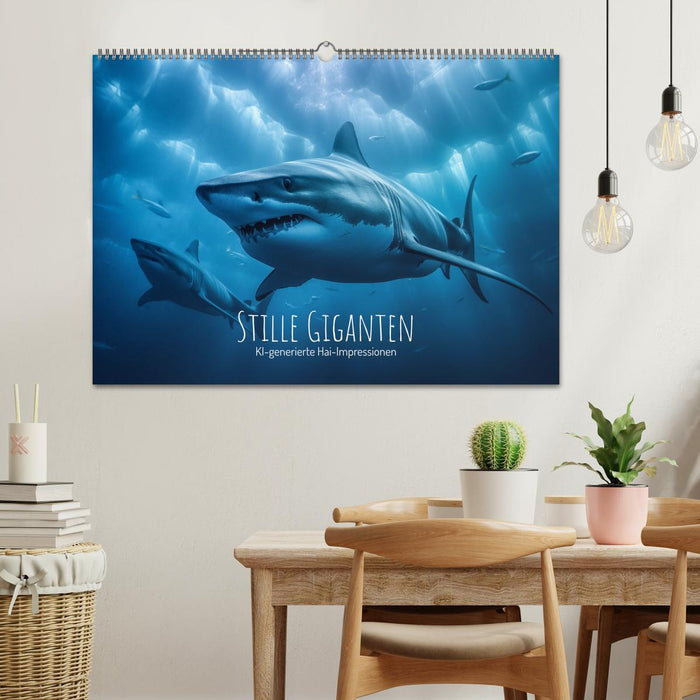 Stille Giganten - KI-generierte Hai-Impressionen (CALVENDO Wandkalender 2027)