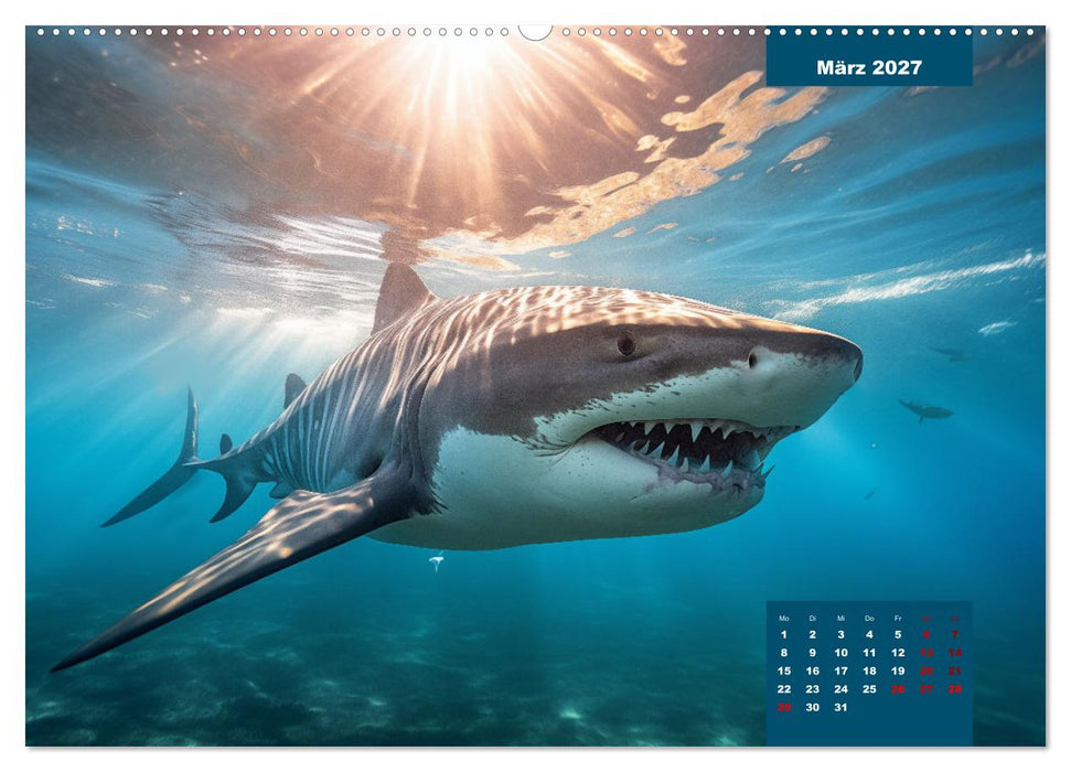 Stille Giganten - KI-generierte Hai-Impressionen (CALVENDO Wandkalender 2027)