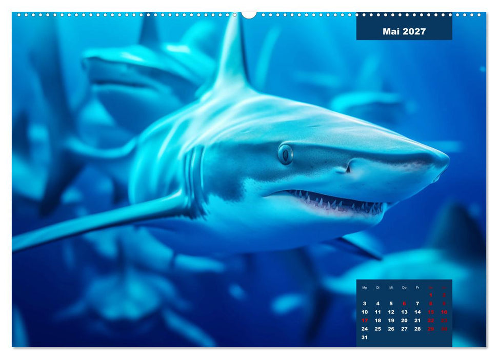 Stille Giganten - KI-generierte Hai-Impressionen (CALVENDO Wandkalender 2027)