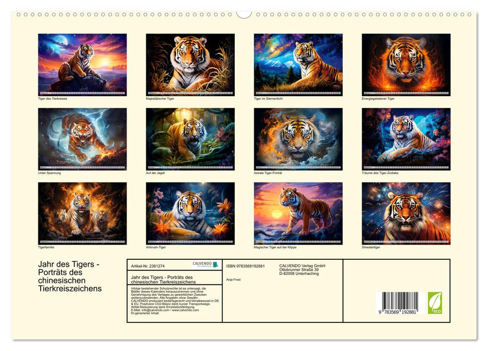 Jahr des Tigers - Porträts des chinesischen Tierkreiszeichens (CALVENDO Premium Wandkalender 2027)