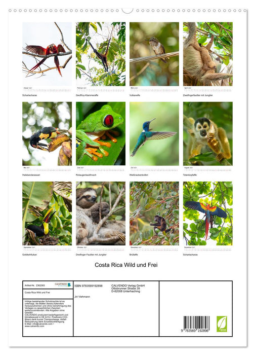 Costa Rica Wild und Frei (CALVENDO Premium Wandkalender 2027)