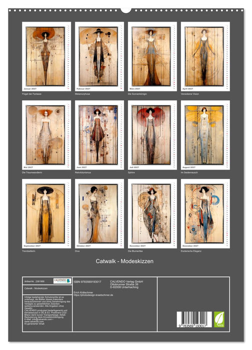 Catwalk - Modeskizzen (CALVENDO Premium Wandkalender 2027)