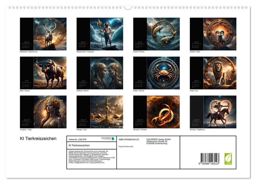 KI Tierkreiszeichen (CALVENDO Premium Wandkalender 2027)