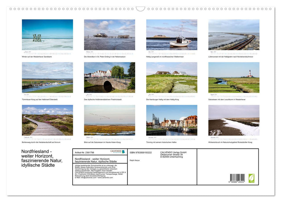 Nordfriesland - weiter Horizont, faszinierende Natur, idyllische Städte (CALVENDO Wandkalender 2027)