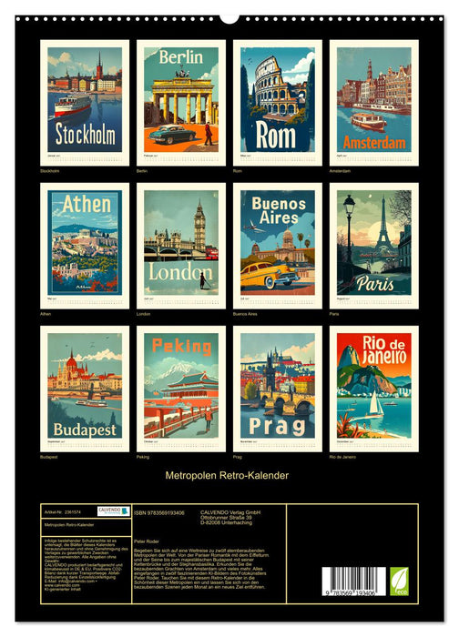 Metropolen Retro-Kalender (CALVENDO Premium Wandkalender 2027)