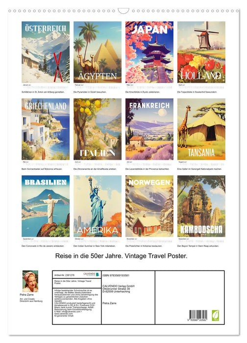 Reise in die 50er Jahre. Vintage Travel Poster. (CALVENDO Wandkalender 2027)