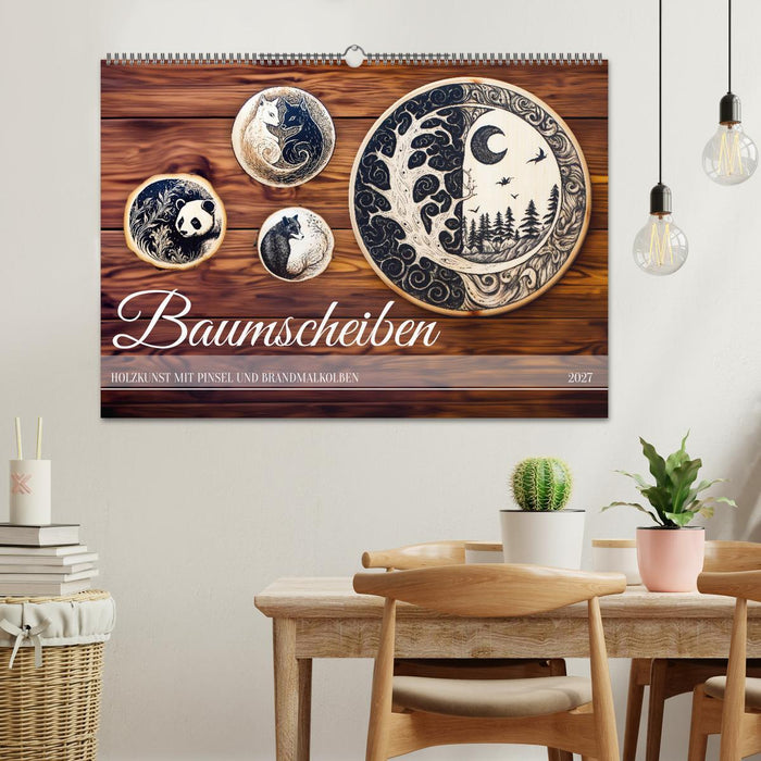 Baumscheiben - Holzkunst mit Pinsel und Brandmalkolben (CALVENDO Wandkalender 2027)