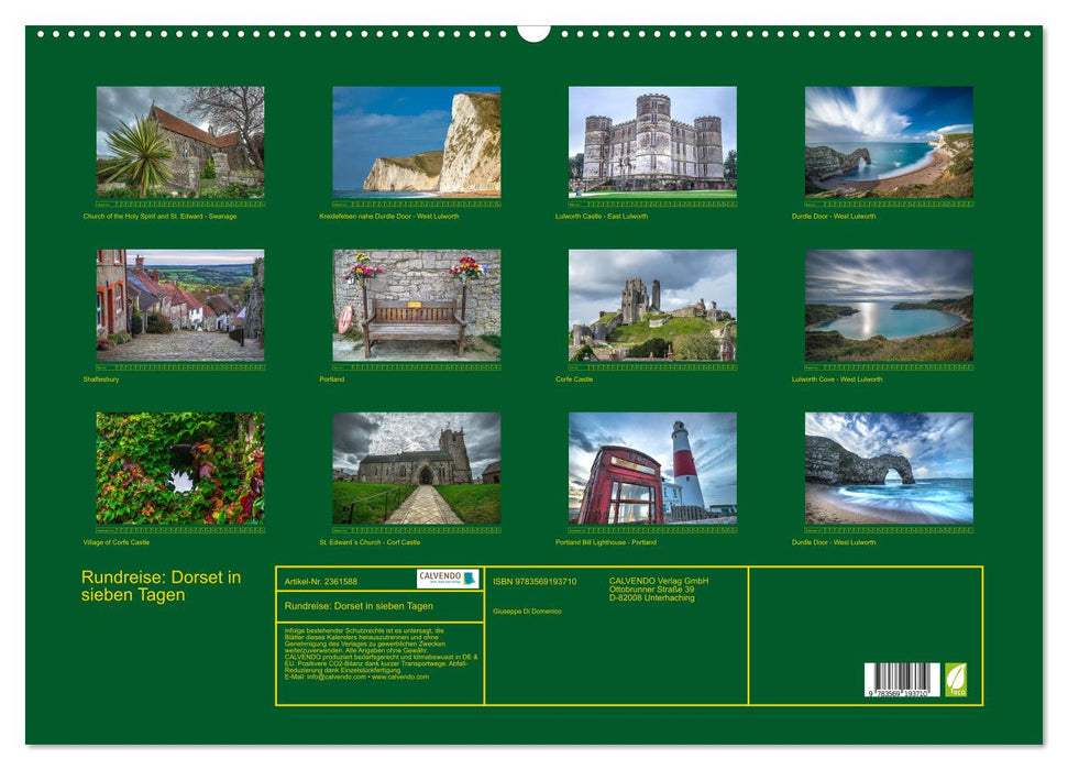 Rundreise: Dorset in sieben Tagen (CALVENDO Wandkalender 2027)