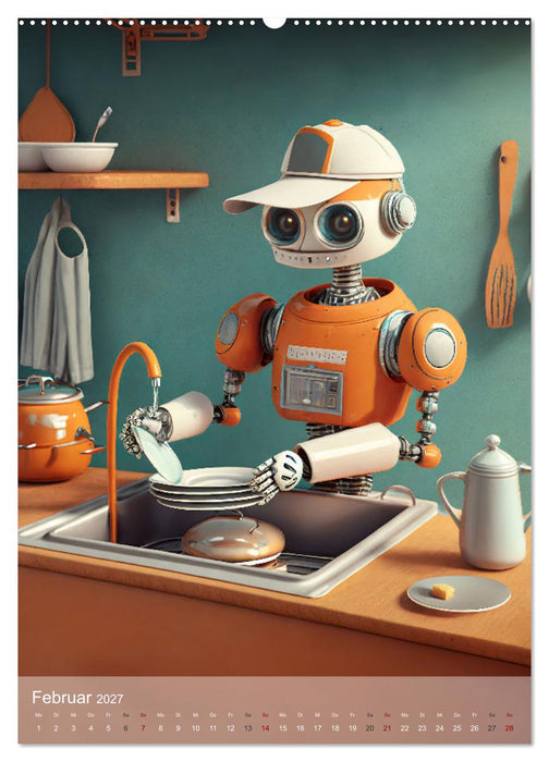 RoboLife - Niedliche Blechfreunde im Alltag (CALVENDO Premium Wandkalender 2027)