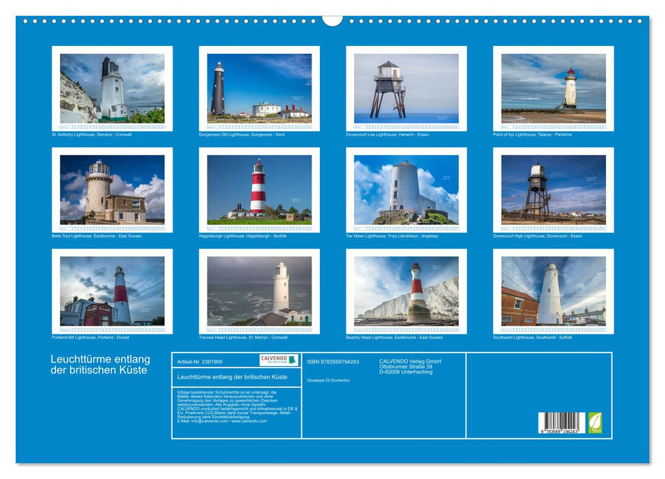 Leuchttürme entlang der britischen Küste (CALVENDO Wandkalender 2027)