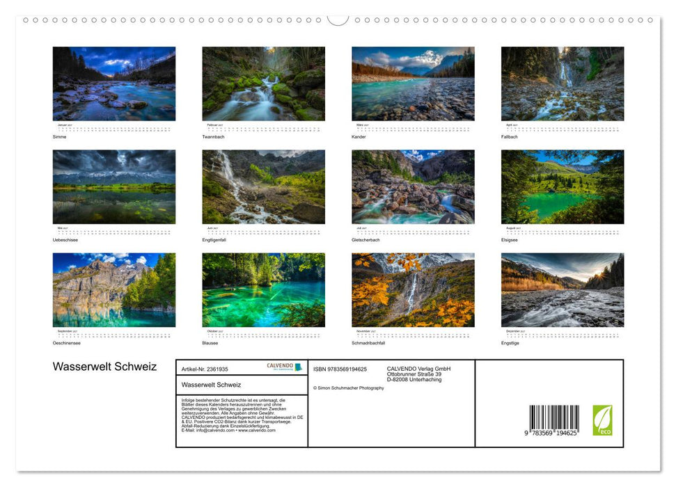 Wasserwelt Schweiz (CALVENDO Premium Wandkalender 2027)