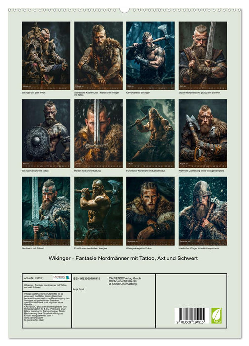 Wikinger - Fantasie Nordmänner mit Tattoo, Axt und Schwert (CALVENDO Premium Wandkalender 2027)