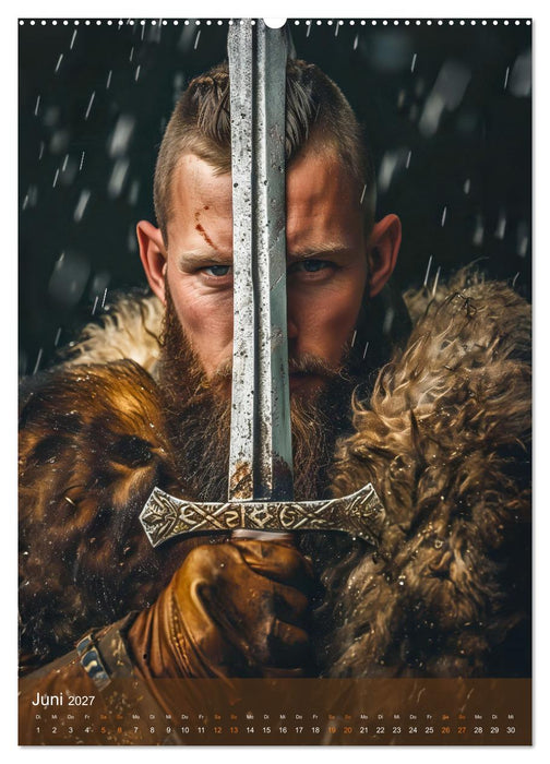 Wikinger - Fantasie Nordmänner mit Tattoo, Axt und Schwert (CALVENDO Premium Wandkalender 2027)