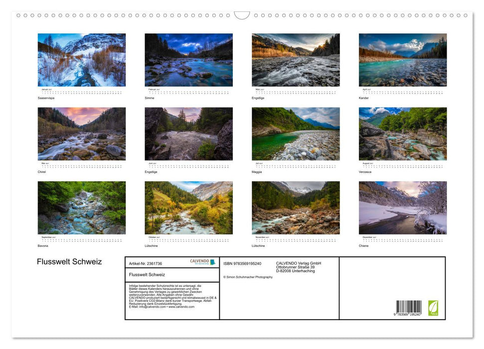 Flusswelt Schweiz (CALVENDO Wandkalender 2027)