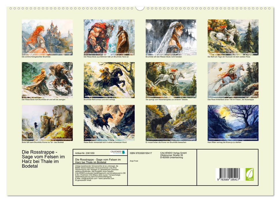 Die Rosstrappe - Sage vom Felsen im Harz bei Thale im Bodetal (CALVENDO Premium Wandkalender 2027)