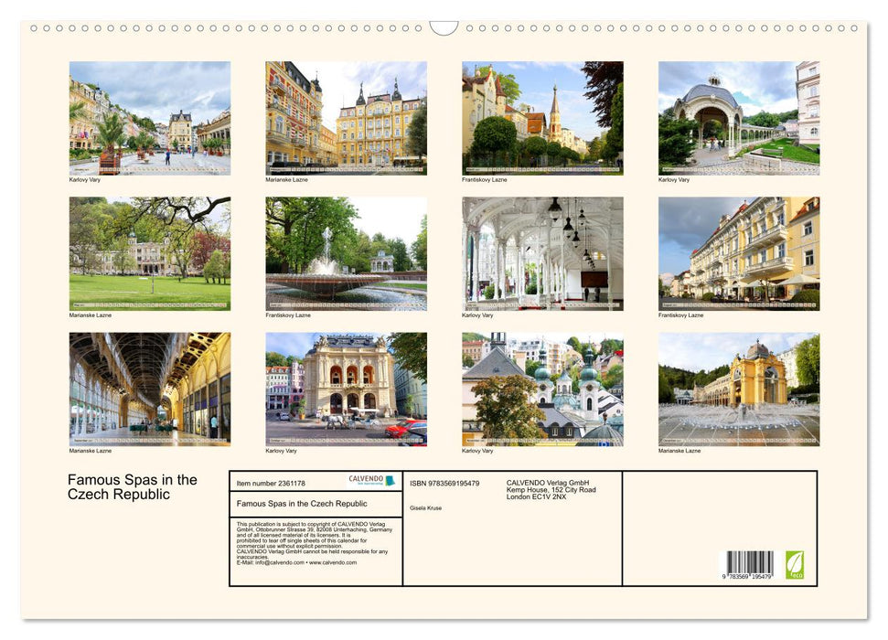 Famous Spas in the Czech Republic (CALVENDO Monthly Calendar 2027)