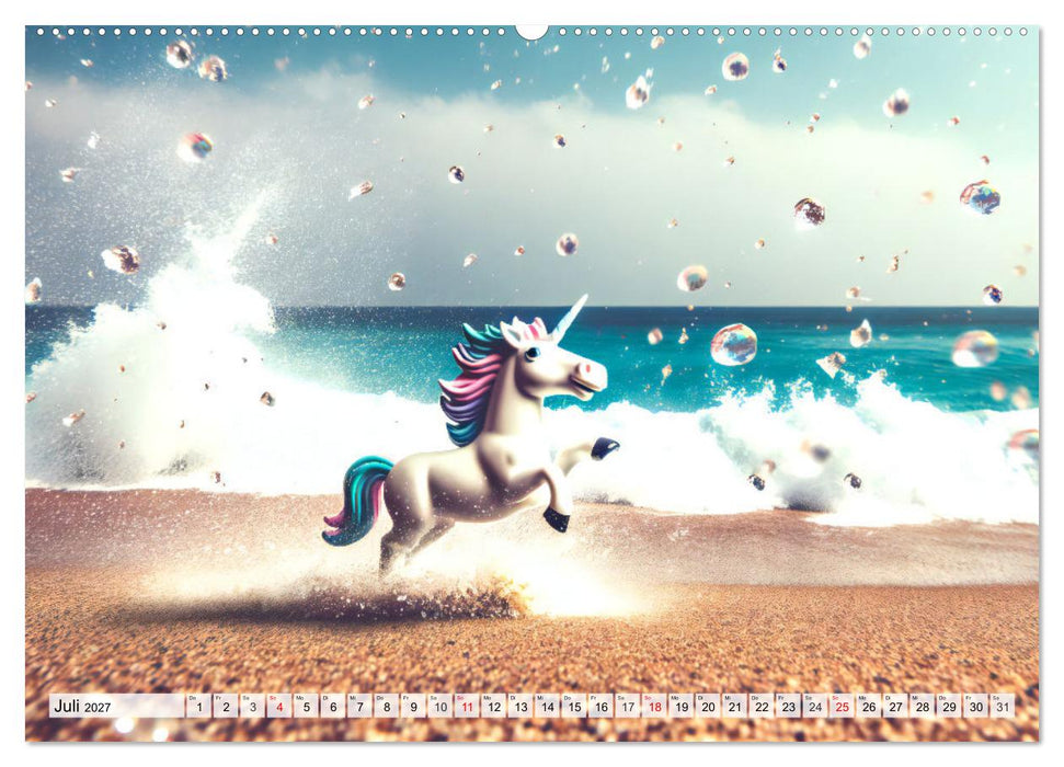 Mystische Einhörner - Jahreszeiten im Einhornland (CALVENDO Premium Wandkalender 2027)
