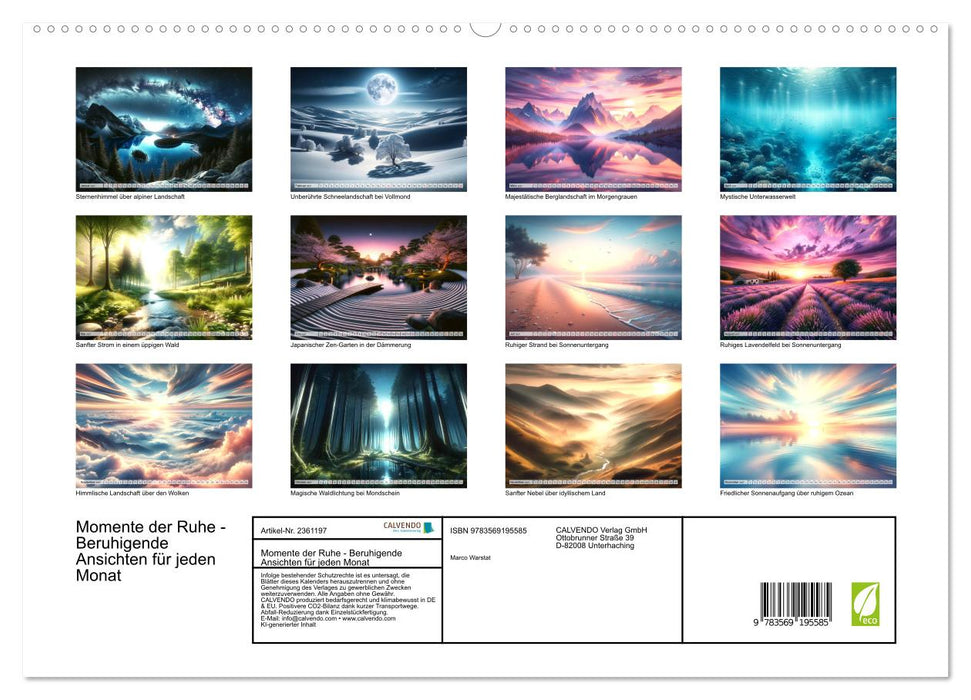 Momente der Ruhe - Beruhigende Ansichten für jeden Monat (CALVENDO Premium Wandkalender 2027)