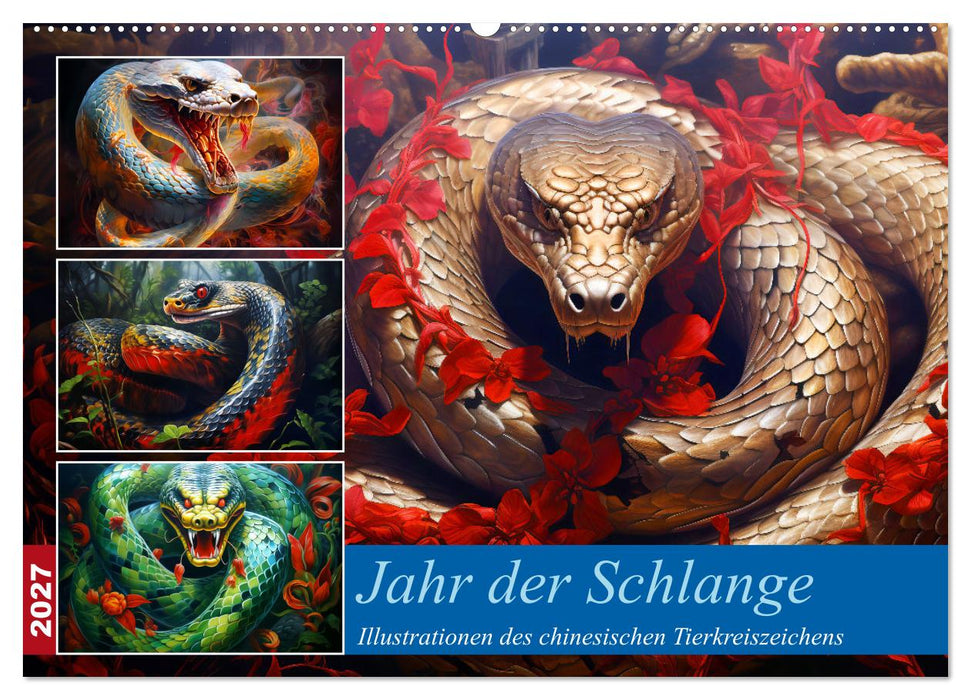Jahr der Schlange - Illustrationen des chinesischen Tierkreiszeichens (CALVENDO Wandkalender 2027)