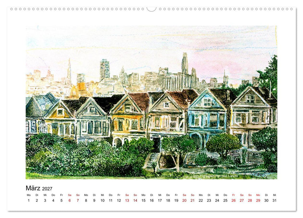 San Francisco in stillen Aquarellen (CALVENDO Wandkalender 2027)