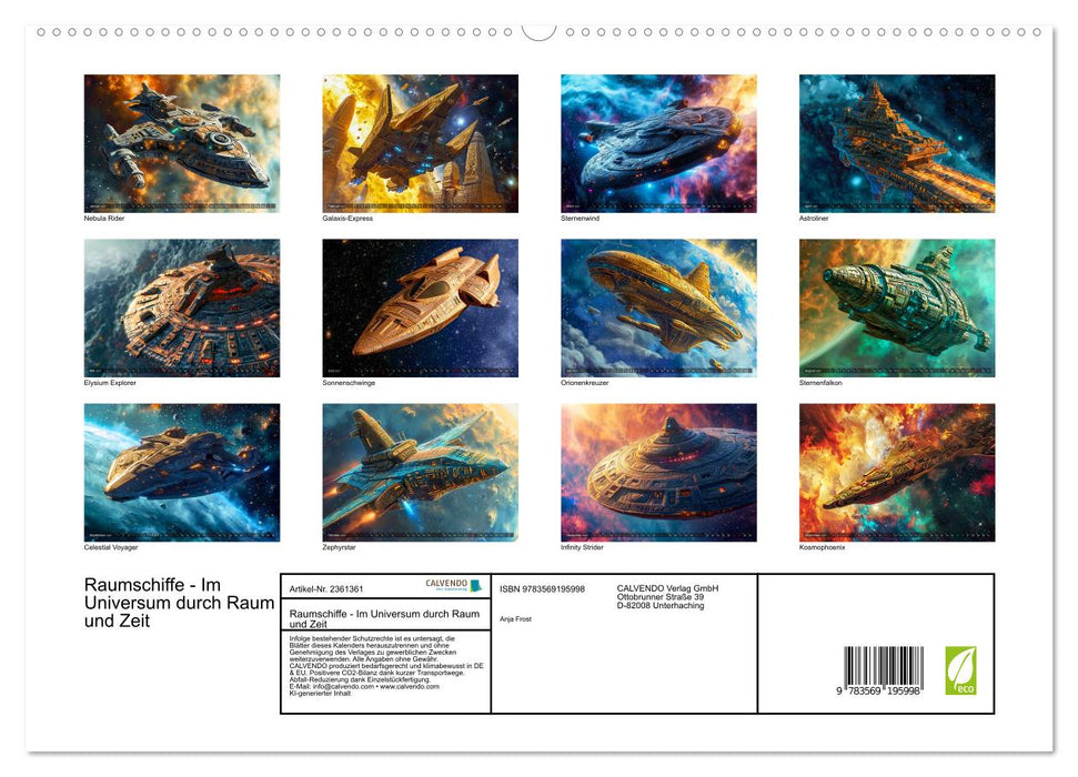 Raumschiffe - Im Universum durch Raum und Zeit (CALVENDO Premium Wandkalender 2027)