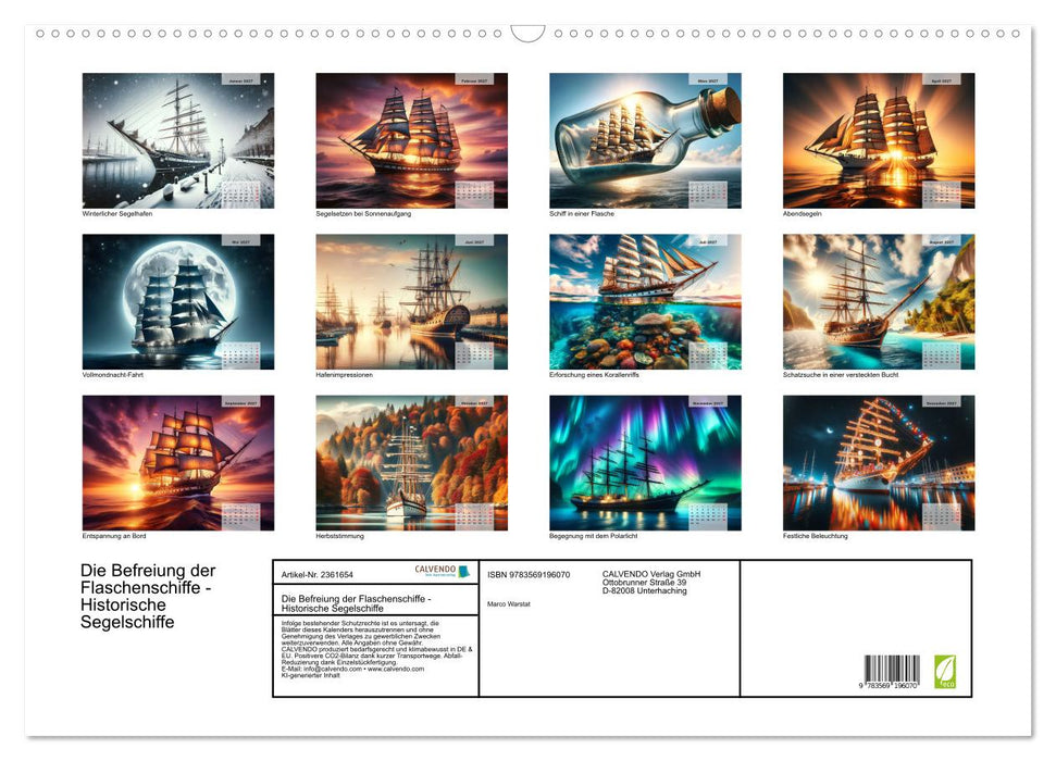 Die Befreiung der Flaschenschiffe - Historische Segelschiffe (CALVENDO Wandkalender 2027)