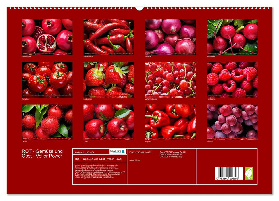 ROT - Gemüse und Obst - Voller Power (CALVENDO Premium Wandkalender 2027)