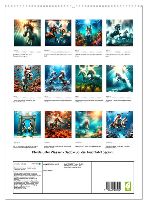 Pferde unter Wasser - Saddle up, die Tauchfahrt beginnt (CALVENDO Premium Wandkalender 2027)